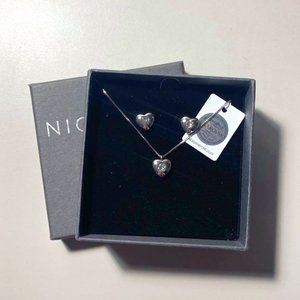 NEW Petite Crystal Heart Necklace and Earrings Set